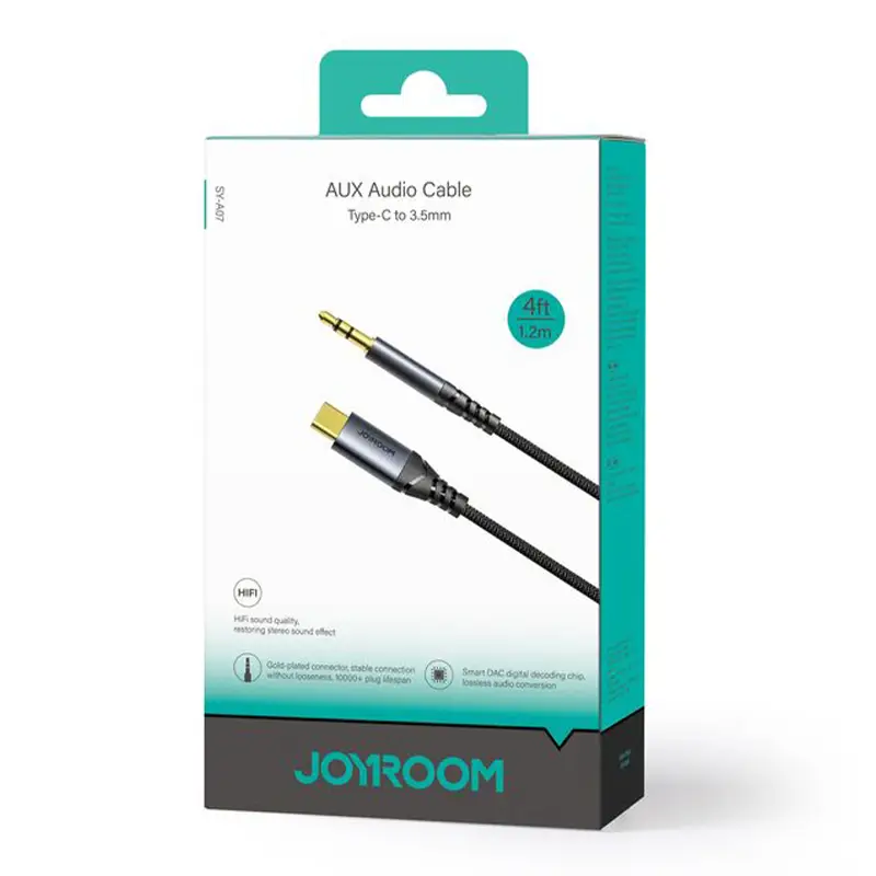کابل تبدیل Type-C به جک 3.5 میلی متری (AUX) جوی روم مدل SY-A03 | طول 1.2 متر